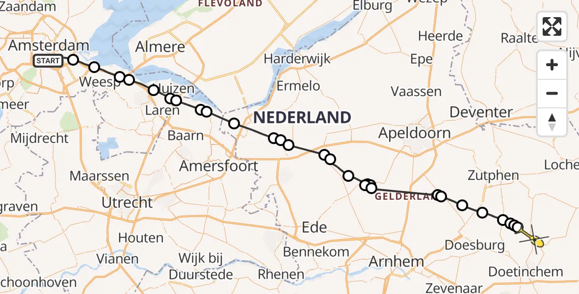 Routekaart van de vlucht: Lifeliner 1 naar Keijenborg