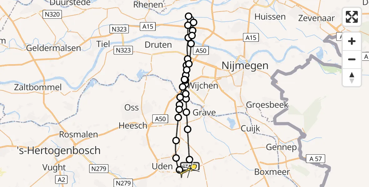 Routekaart van de vlucht: Lifeliner 3 naar Volkel