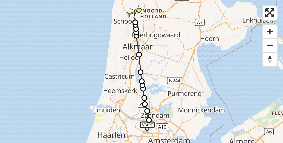 Routekaart van de vlucht: Lifeliner 1 naar Warmenhuizen