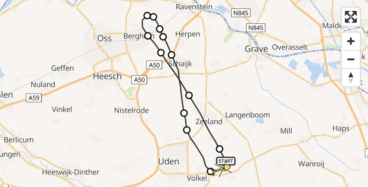 Routekaart van de vlucht: Lifeliner 3 naar Volkel