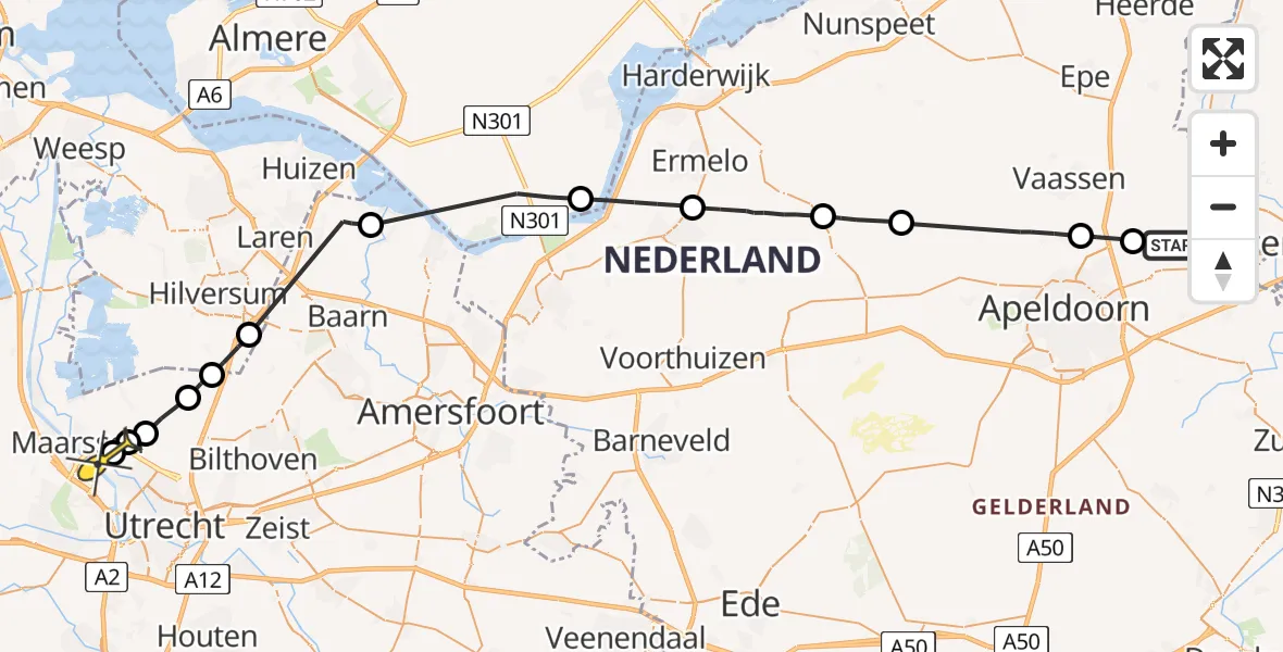 Routekaart van de vlucht: Politiehelikopter naar Oud Zuilen