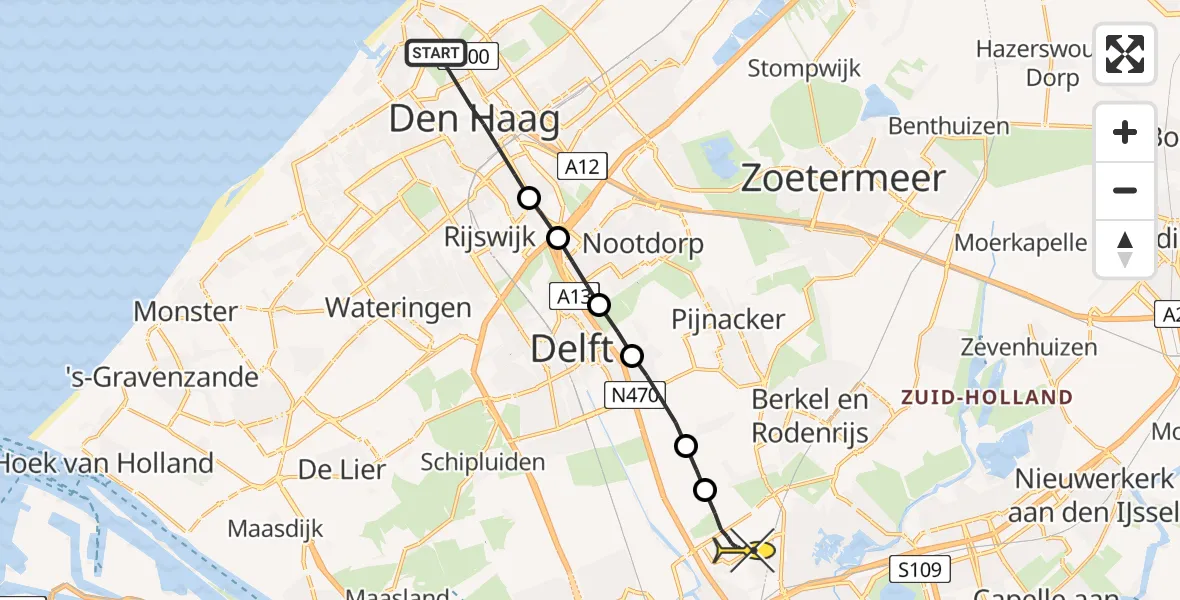 Routekaart van de vlucht: Lifeliner 2 naar Rotterdam