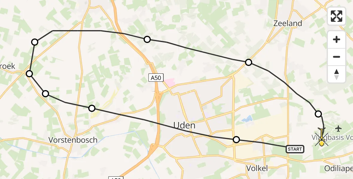 Routekaart van de vlucht: Lifeliner 3 naar Volkel