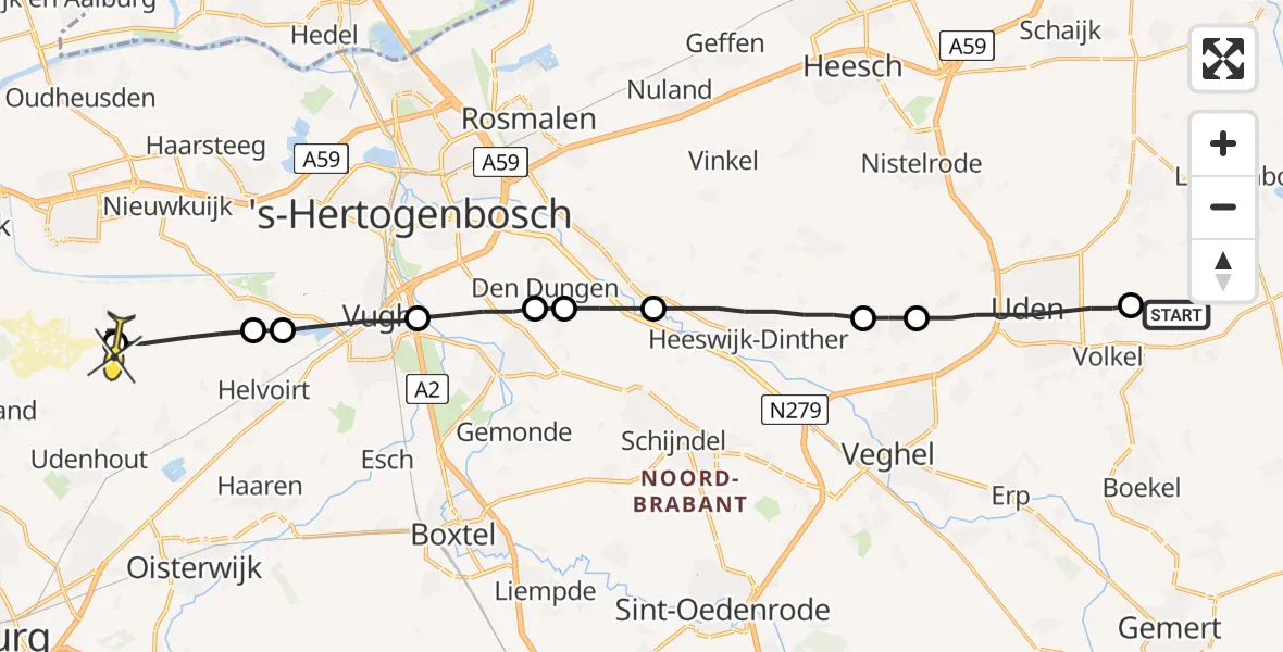 Routekaart van de vlucht: Lifeliner 3 naar Drunen