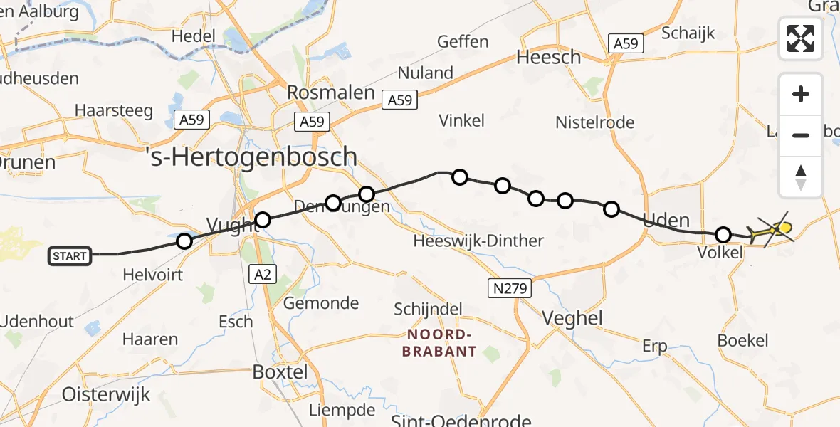 Routekaart van de vlucht: Lifeliner 3 naar Volkel