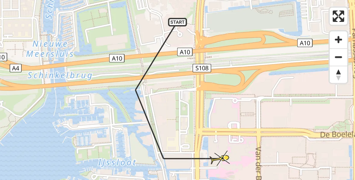 Routekaart van de vlucht: Lifeliner 1 naar Amsterdam