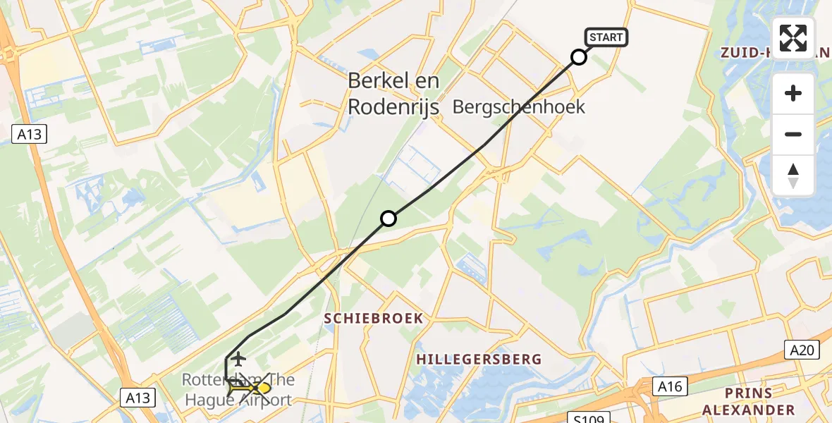 Routekaart van de vlucht: Lifeliner 2 naar Rotterdam