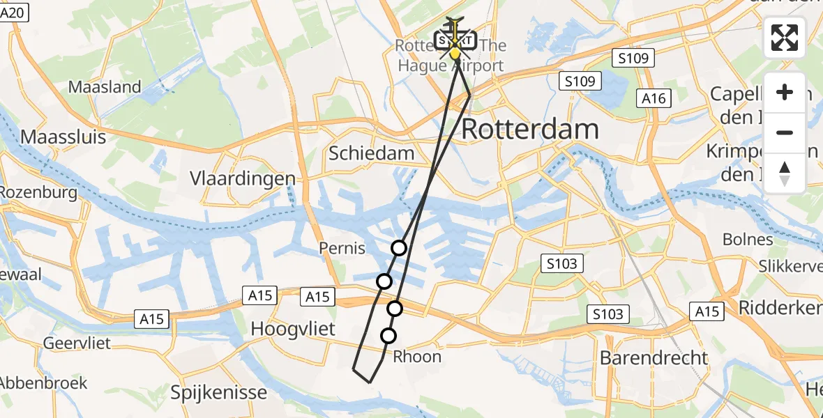 Routekaart van de vlucht: Lifeliner 2 naar Rotterdam