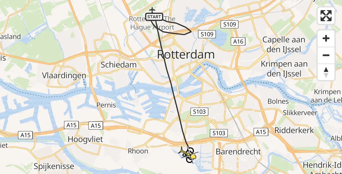 Routekaart van de vlucht: Lifeliner 2 naar Barendrecht