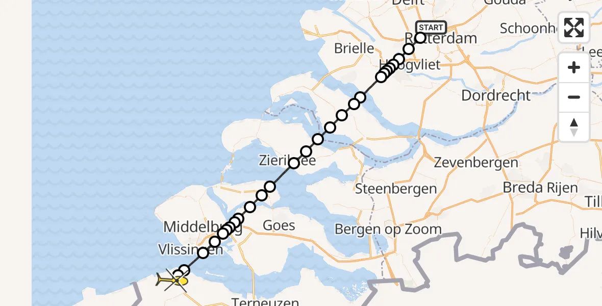 Routekaart van de vlucht: Lifeliner 2 naar Groede