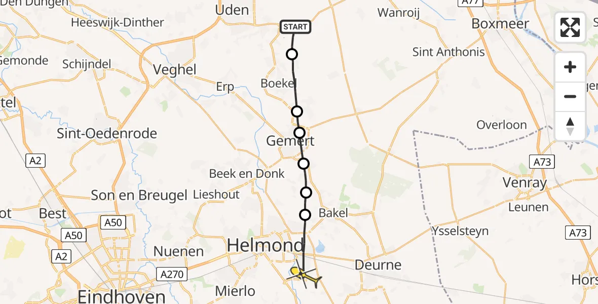 Routekaart van de vlucht: Lifeliner 3 naar Helmond