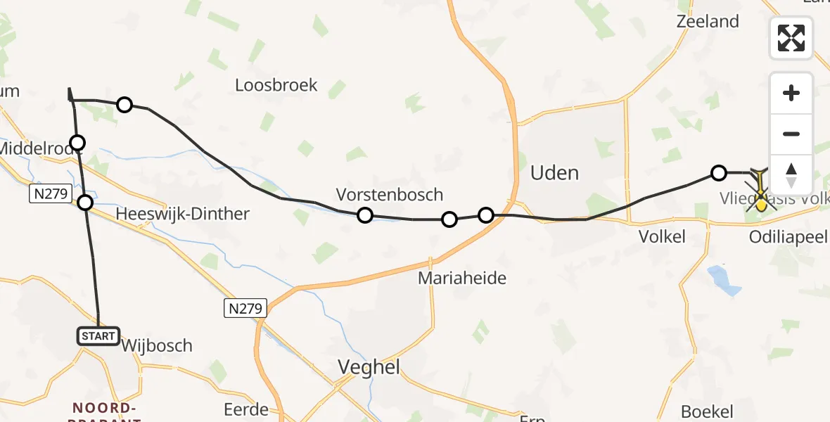 Routekaart van de vlucht: Lifeliner 3 naar Volkel