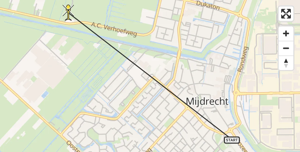 Routekaart van de vlucht: Politiehelikopter naar Mijdrecht