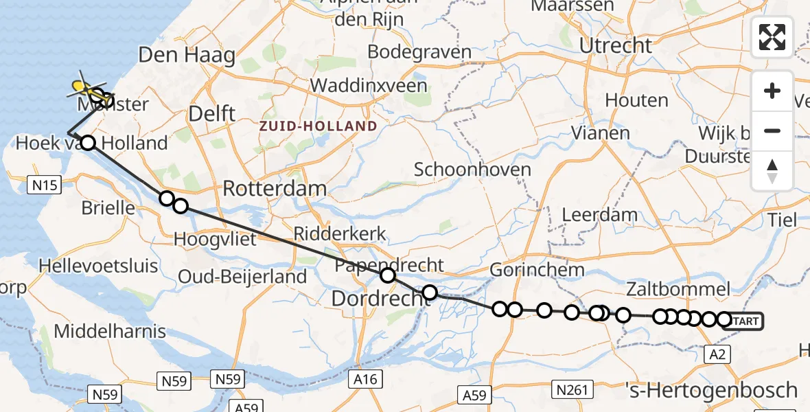 Routekaart van de vlucht: Politieheli naar 