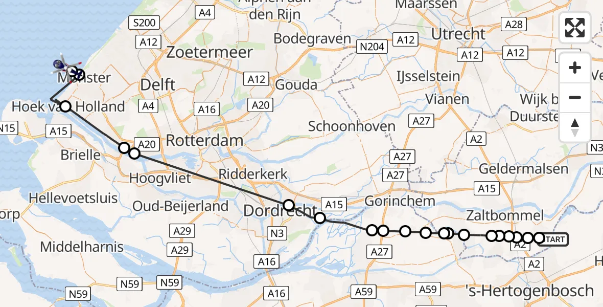 Vluchtroute Politiehelikopter Maren-Kessel - , 18 april 2022, 10:55