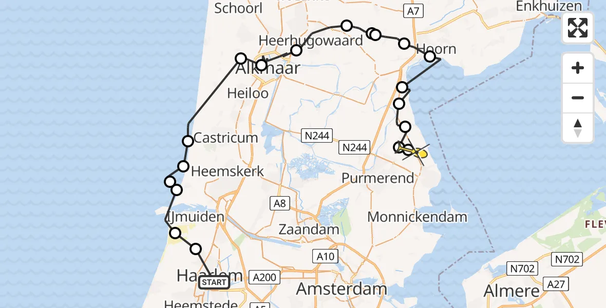 Routekaart van de vlucht: Politieheli naar Middelie