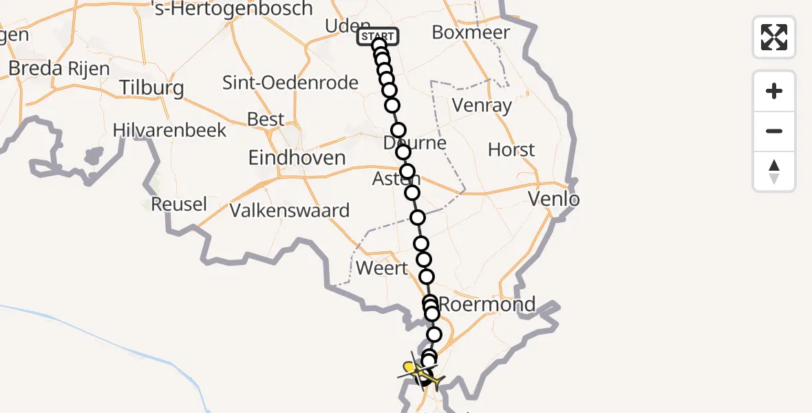 Routekaart van de vlucht: Lifeliner 3 naar Roosteren