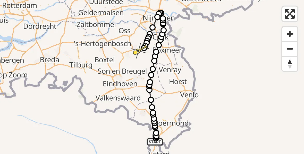 Routekaart van de vlucht: Lifeliner 3 naar Volkel