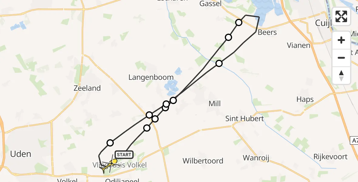 Routekaart van de vlucht: Lifeliner 3 naar Volkel