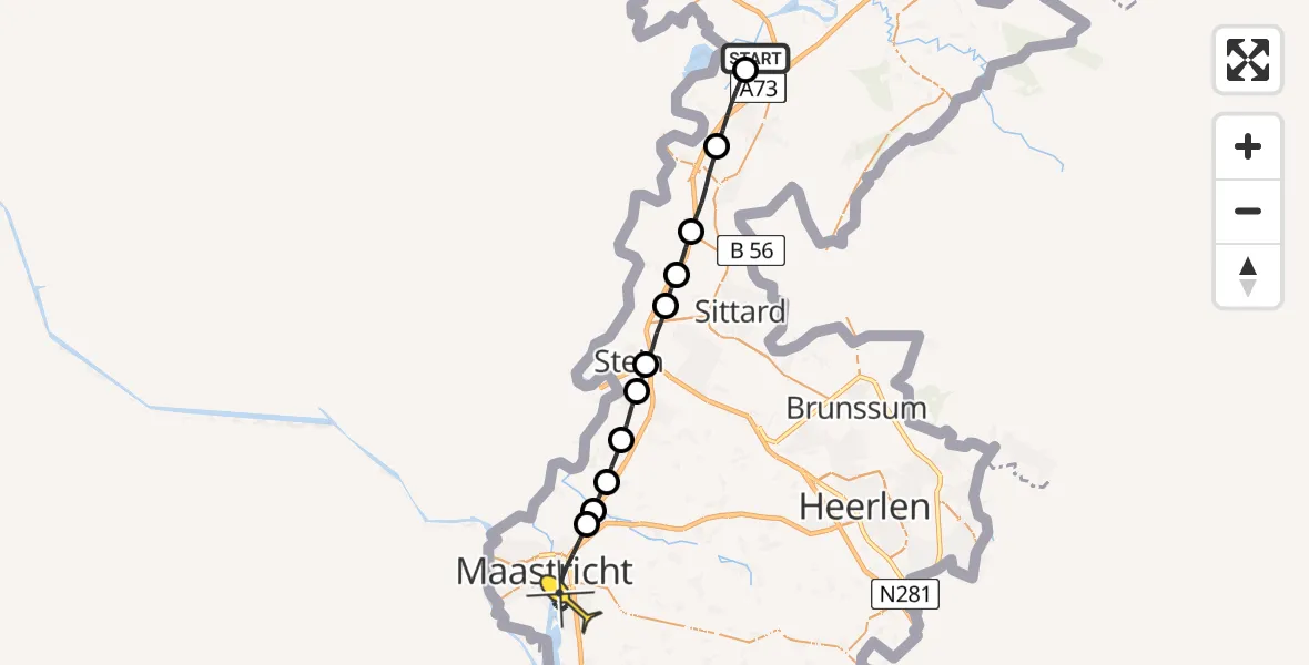 Routekaart van de vlucht: Lifeliner 3 naar Maastricht