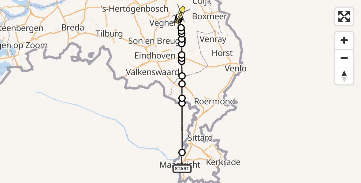 Routekaart van de vlucht: Lifeliner 3 naar Volkel