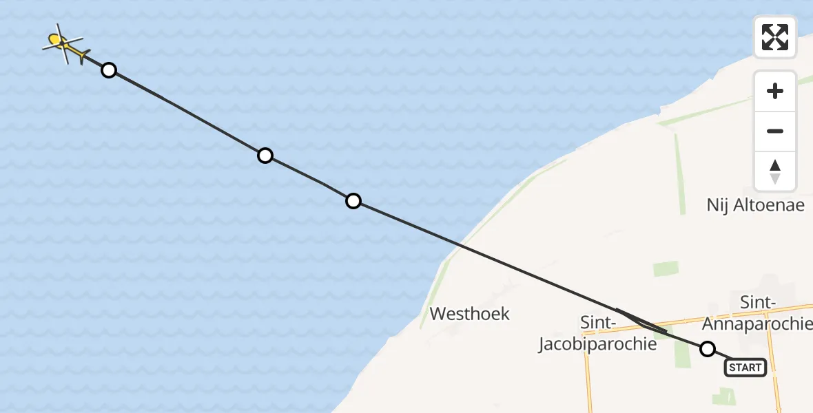 Routekaart van de vlucht: Ambulanceheli naar Oosterend