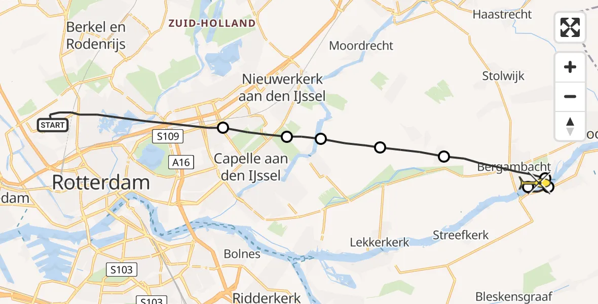 Routekaart van de vlucht: Lifeliner 2 naar Bergambacht