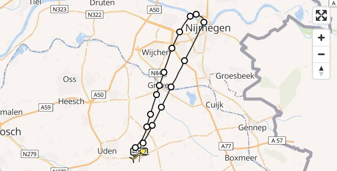 Routekaart van de vlucht: Lifeliner 3 naar Volkel