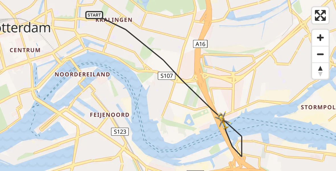 Vluchtroute Traumahelikopter Rotterdam - , 19 april 2022, 08:05