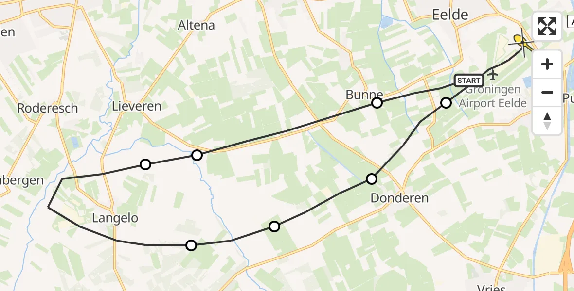 Routekaart van de vlucht: Lifeliner 4 naar Eelde