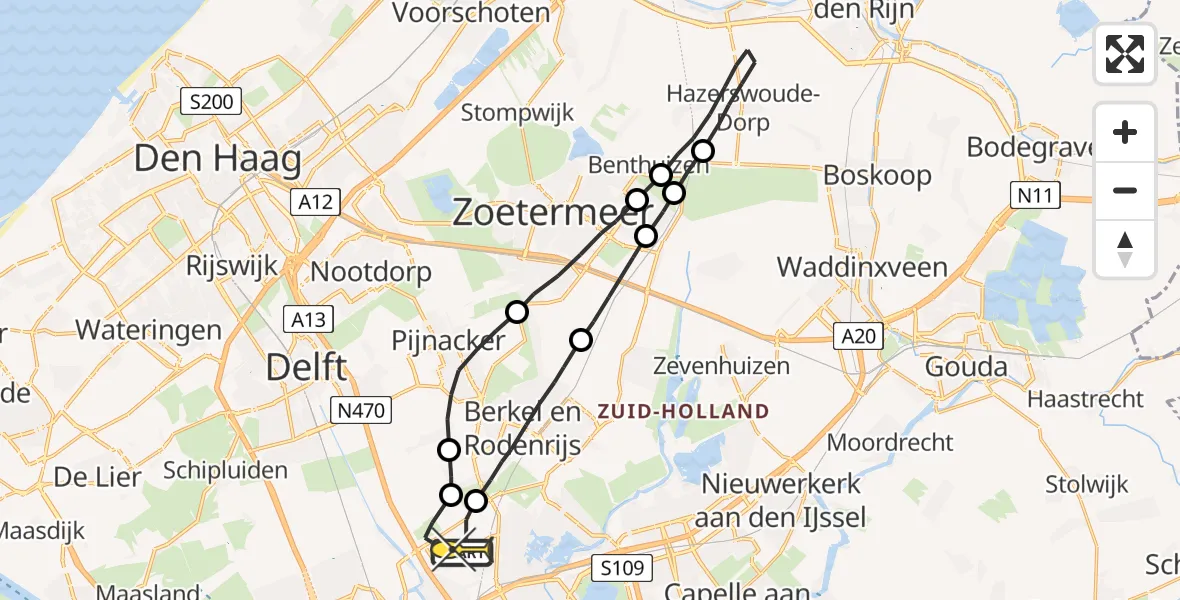 Routekaart van de vlucht: Lifeliner 2 naar Rotterdam