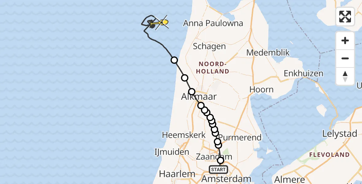 Routekaart van de vlucht: Politieheli naar 