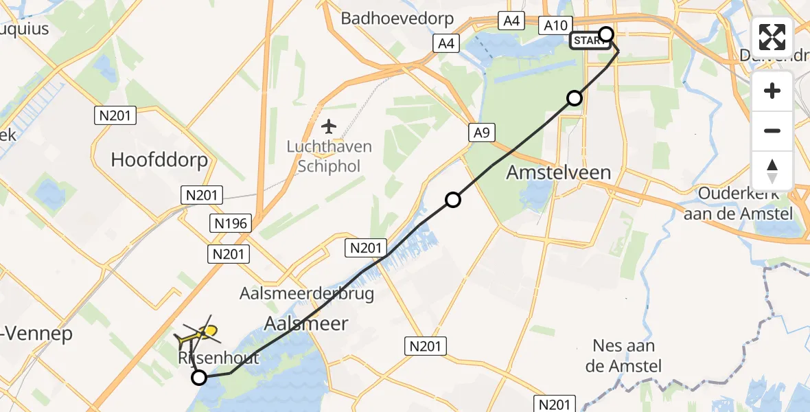 Routekaart van de vlucht: Lifeliner 1 naar Rijsenhout