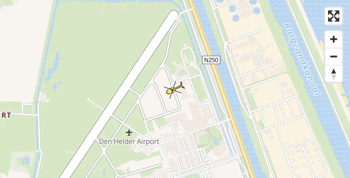 Routekaart van de vlucht: Politiehelikopter naar Den Helder