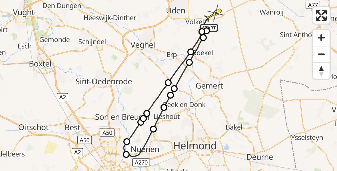 Routekaart van de vlucht: Lifeliner 3 naar Volkel