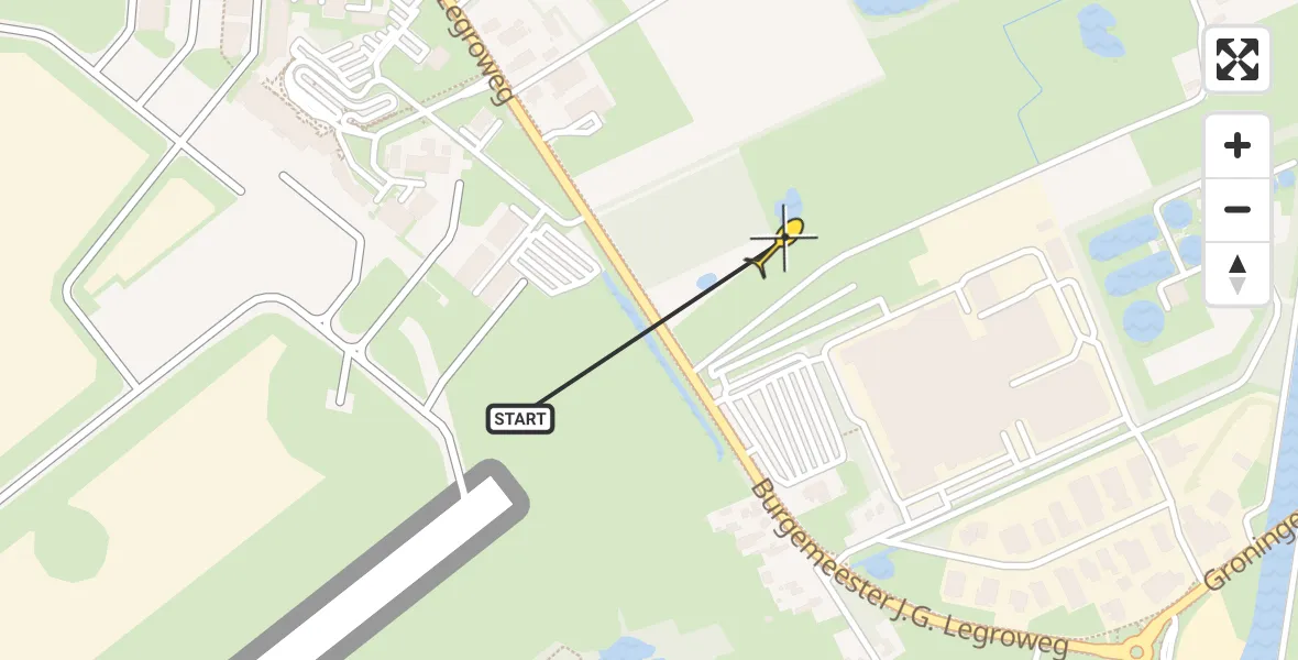 Routekaart van de vlucht: Traumahelikopter naar Eelde