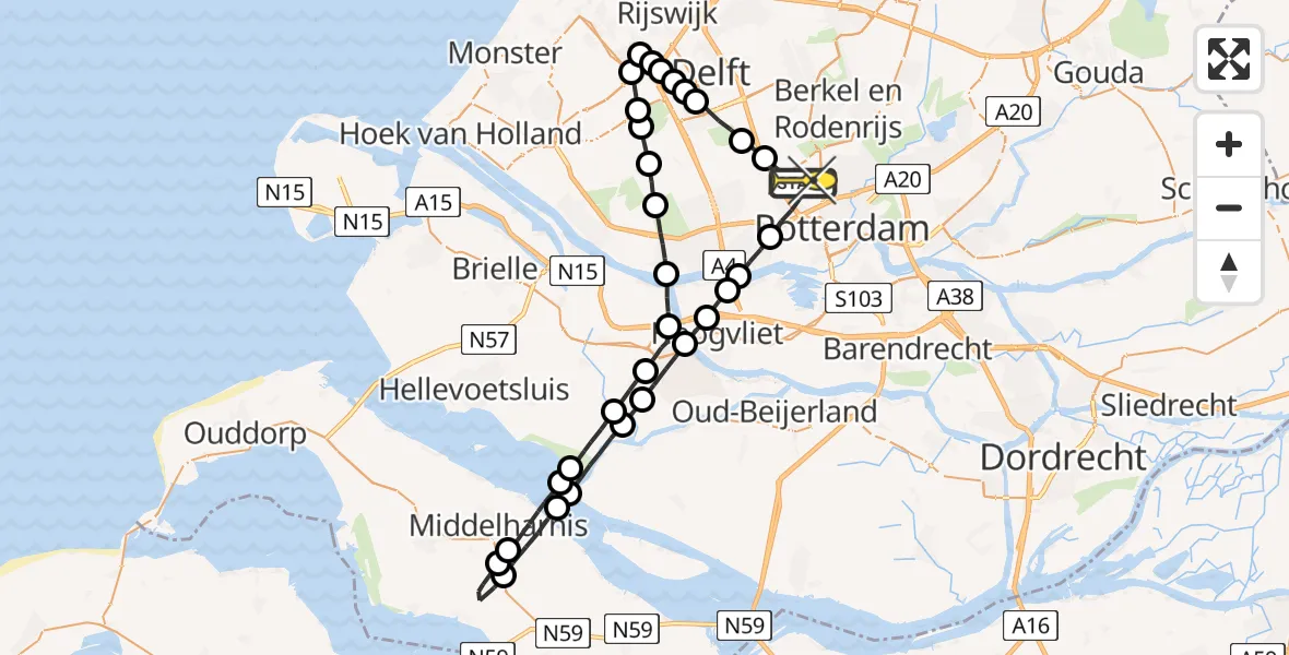 Routekaart van de vlucht: Lifeliner 2 naar Rotterdam