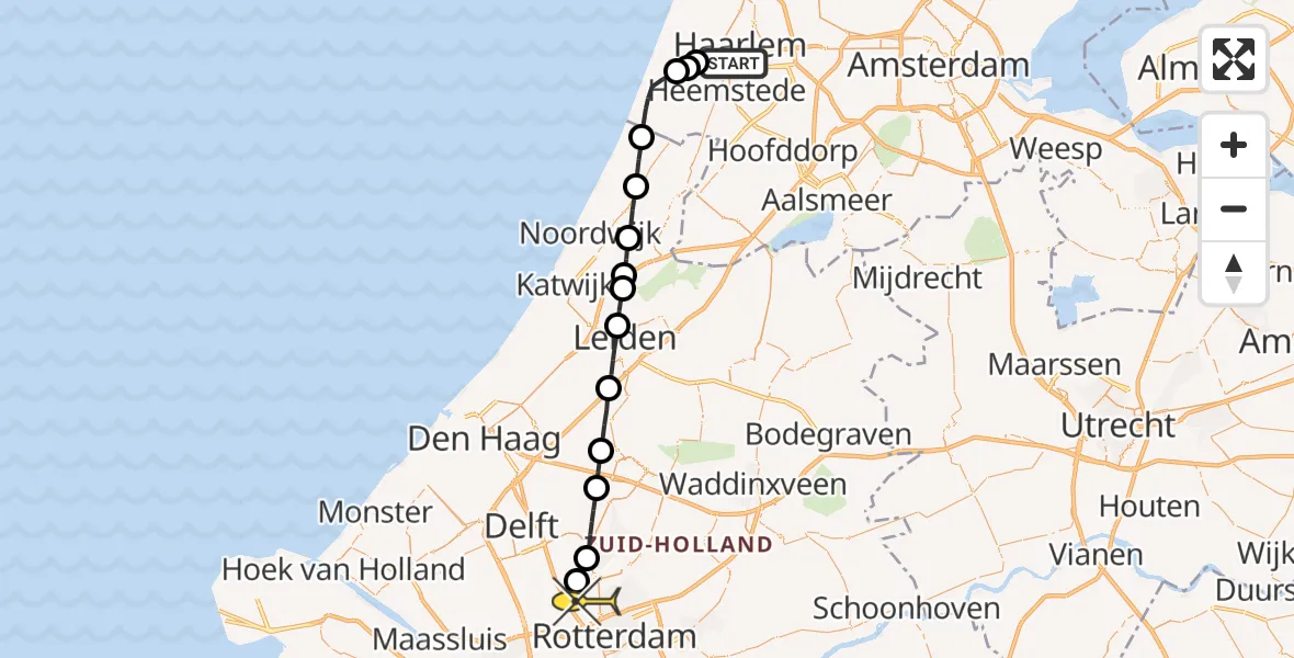 Routekaart van de vlucht: Lifeliner 2 naar Rotterdam