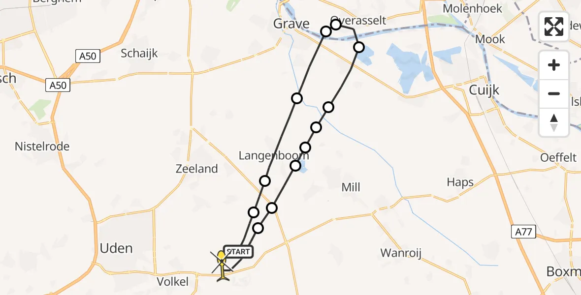 Routekaart van de vlucht: Lifeliner 3 naar Volkel