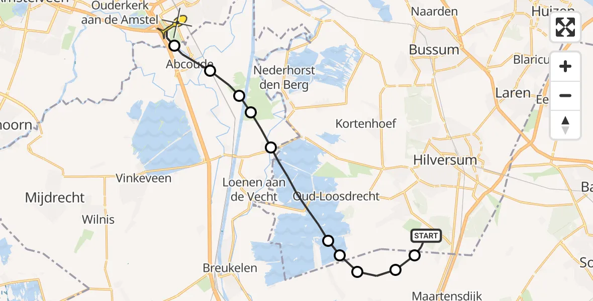 Routekaart van de vlucht: Lifeliner 1 naar Amsterdam