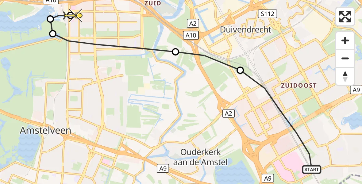 Routekaart van de vlucht: Lifeliner 1 naar VU Medisch Centrum Amsterdam