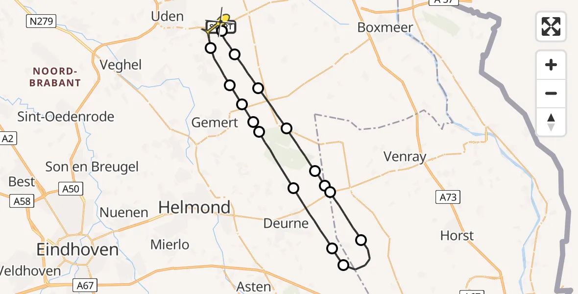 Routekaart van de vlucht: Lifeliner 3 naar Volkel