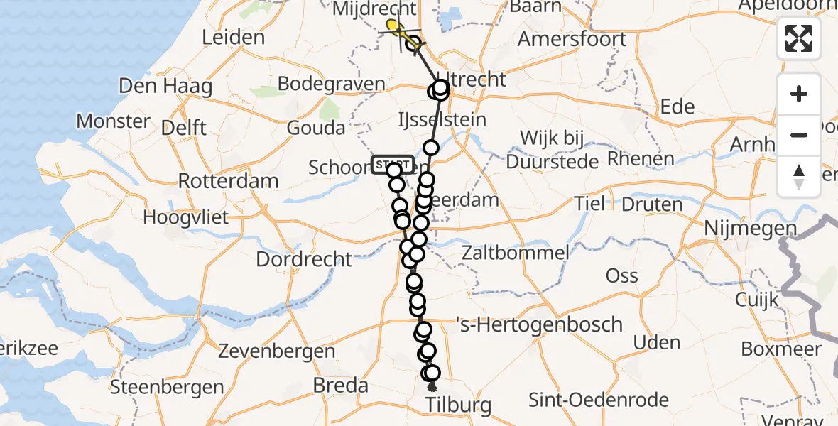 Routekaart van de vlucht: Politieheli naar Kockengen