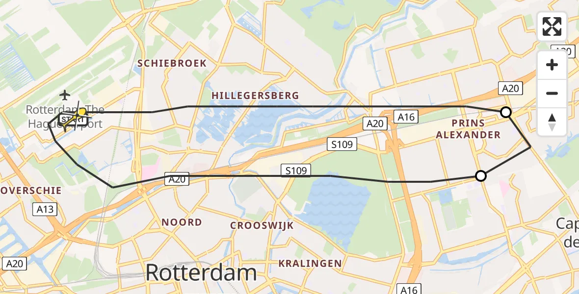 Routekaart van de vlucht: Lifeliner 2 naar Rotterdam