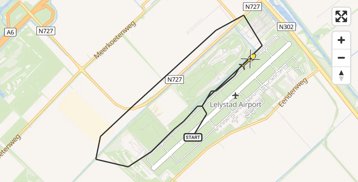 Routekaart van de vlucht: Traumahelikopter naar Lelystad