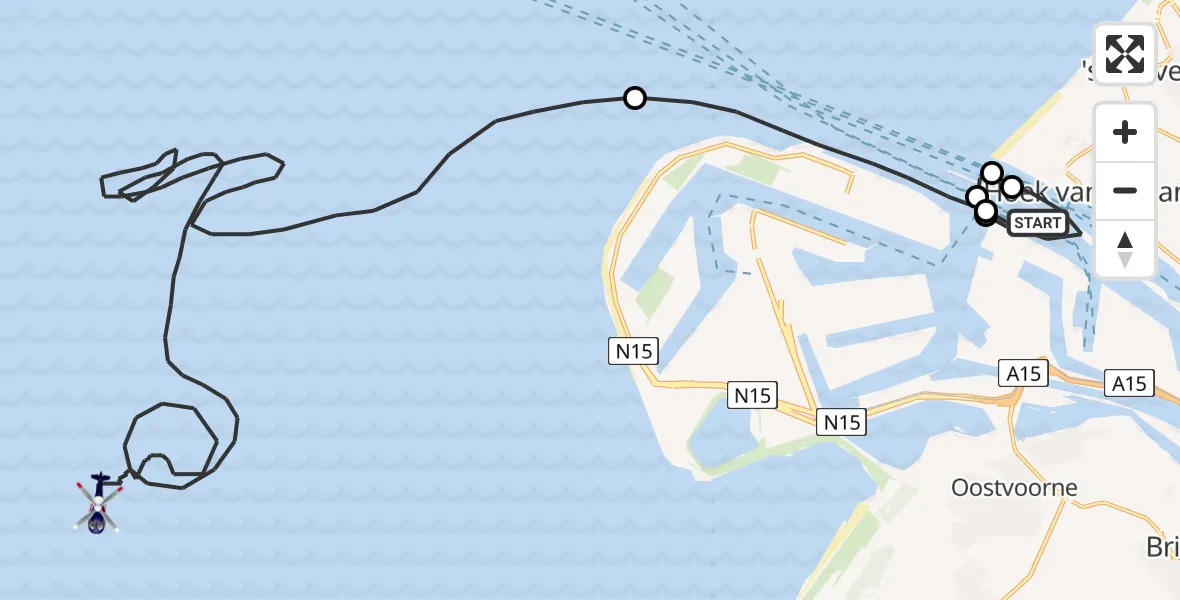 Vluchtroute Politiehelikopter Europoort - , 20 april 2022, 11:16