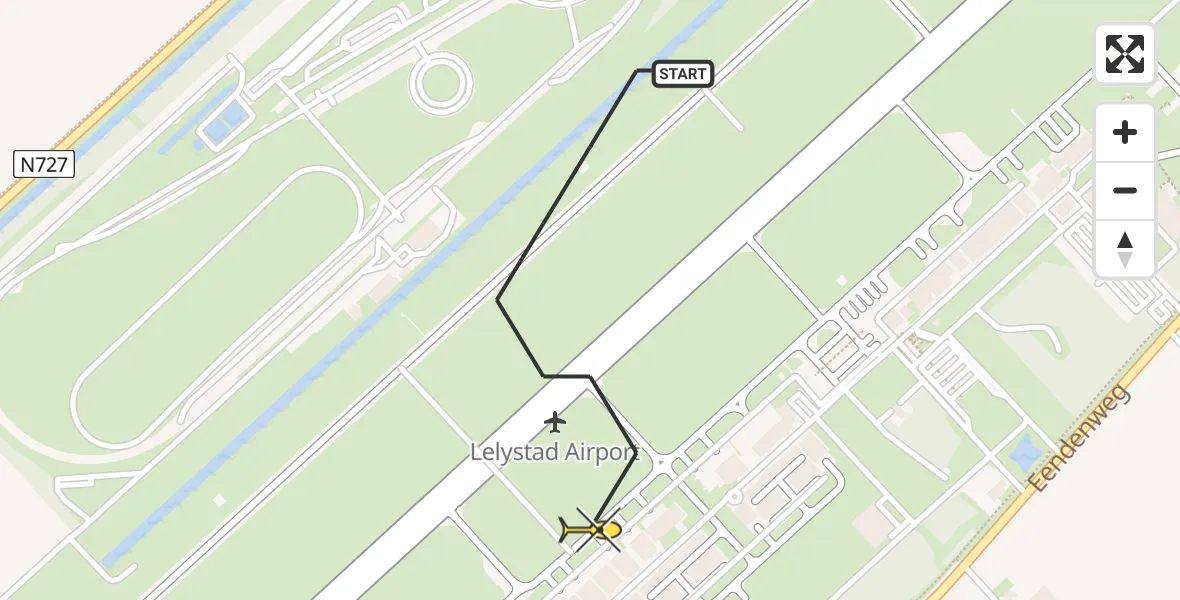Routekaart van de vlucht: Traumahelikopter naar Lelystad