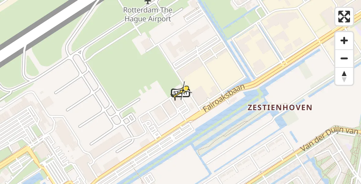 Vluchtroute Traumahelikopter van Rotterdam naar Rotterdam