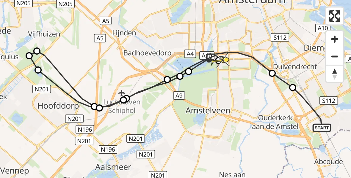 Routekaart van de vlucht: Lifeliner 1 naar VU Medisch Centrum Amsterdam