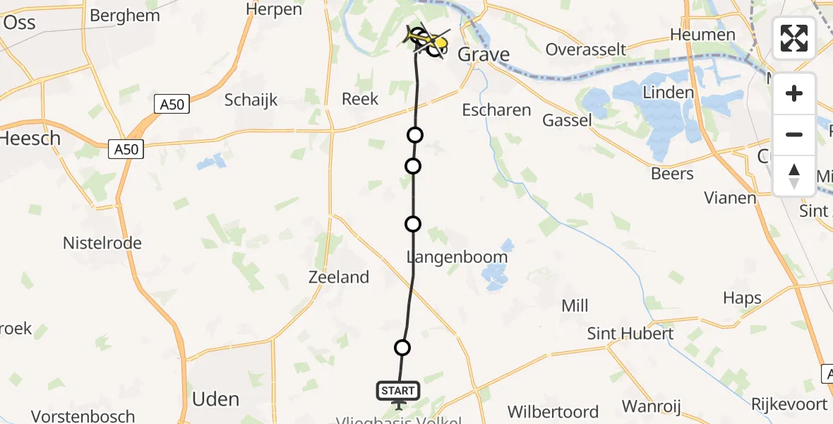 Routekaart van de vlucht: Lifeliner 3 naar Grave